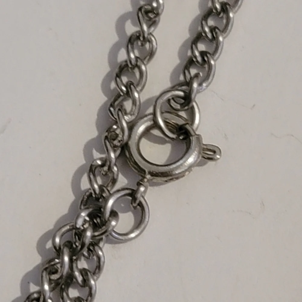 Abelone shell necklace mother of pearl and silver tone pendant